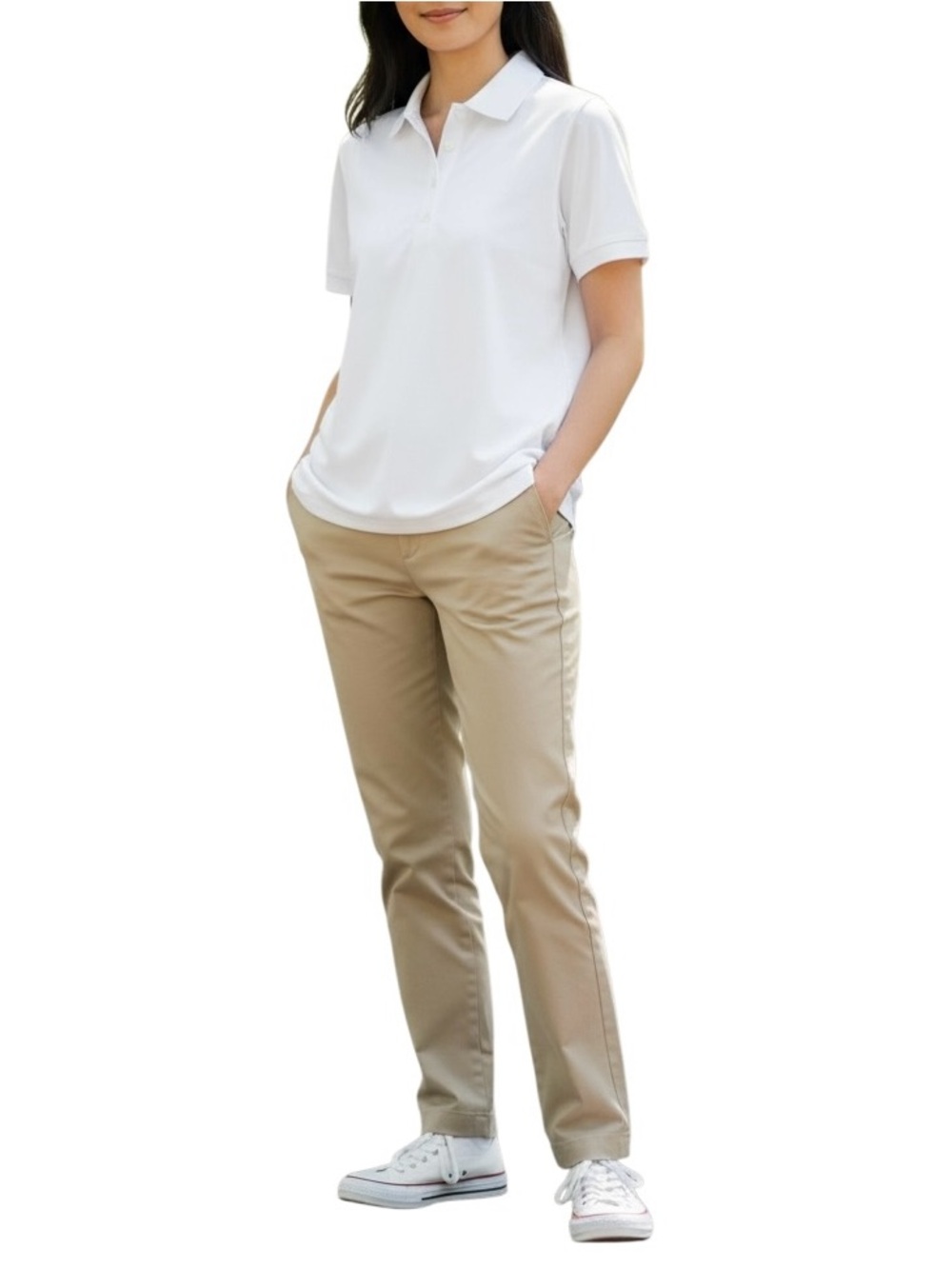Cutter & Buck Annika White Short-Sleeve Button-Front Polo